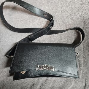 Karl Lagerfeld Black Leather Crossbody Purse Small Medium Bag